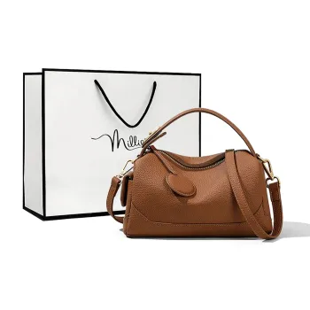 MILLIE'S Cow Leather Patchwork Synthetic Leather Handbags Shoulder Bag Crossbody Bag Regular Women's Dark Brown/White