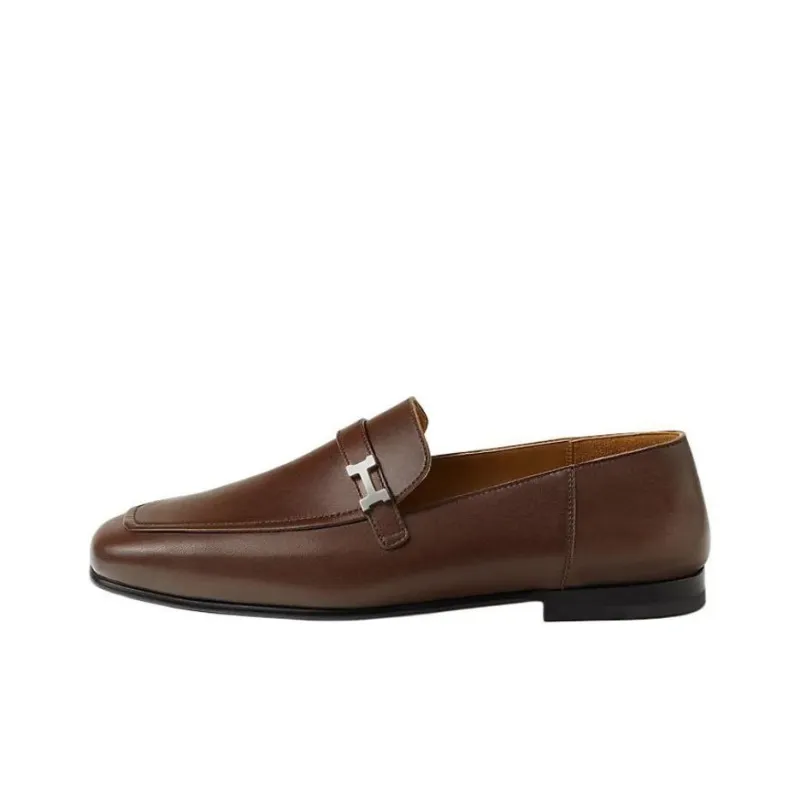 HERMES Giovanni Loafers Men's Brown-0