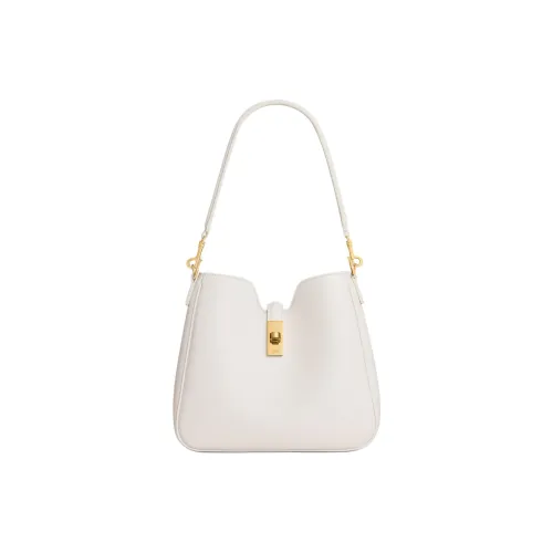 CELINE Calfskin Shoulder Bag Small Size Women's White