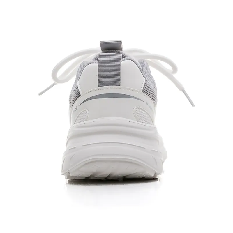Warrior Lightweight Height Increasing Rebound Low Top Casual Training Long Distance Running Shoes Women's White Gray-4