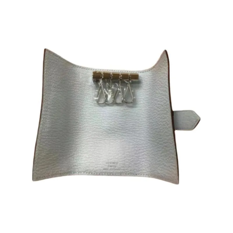 HERMES Bearn Mysore Goat Skin Key Pouch Women's T0 Bleu Brume Dusty Blue-2