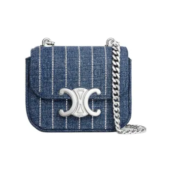 CELINE Claude Denim Shoulder Bag Mini Women's Blue