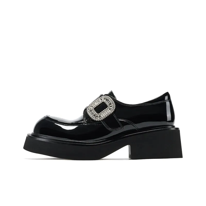 GG CC Height Increasing Small Leather Shoes Platform Loafers 5cm Women's-8
