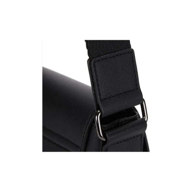 KANGOL Synthetic Leather Crossbody Bag Medium Size Unisex Black-4