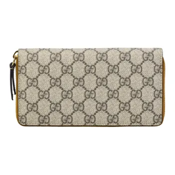GUCCI Canvas With Leather Wallet Regular Women's Ebony/Brown