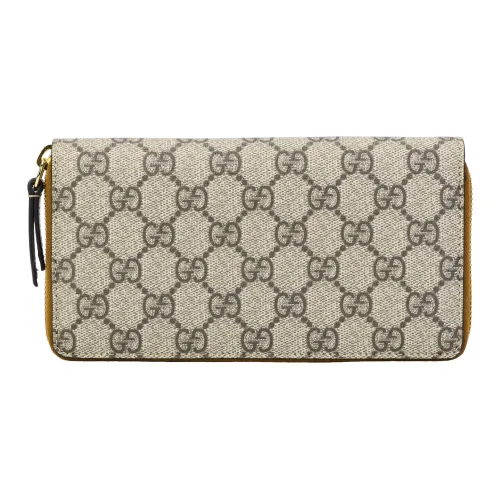 GUCCI Canvas With Leather Wallet Regular Women's Ebony/Brown
