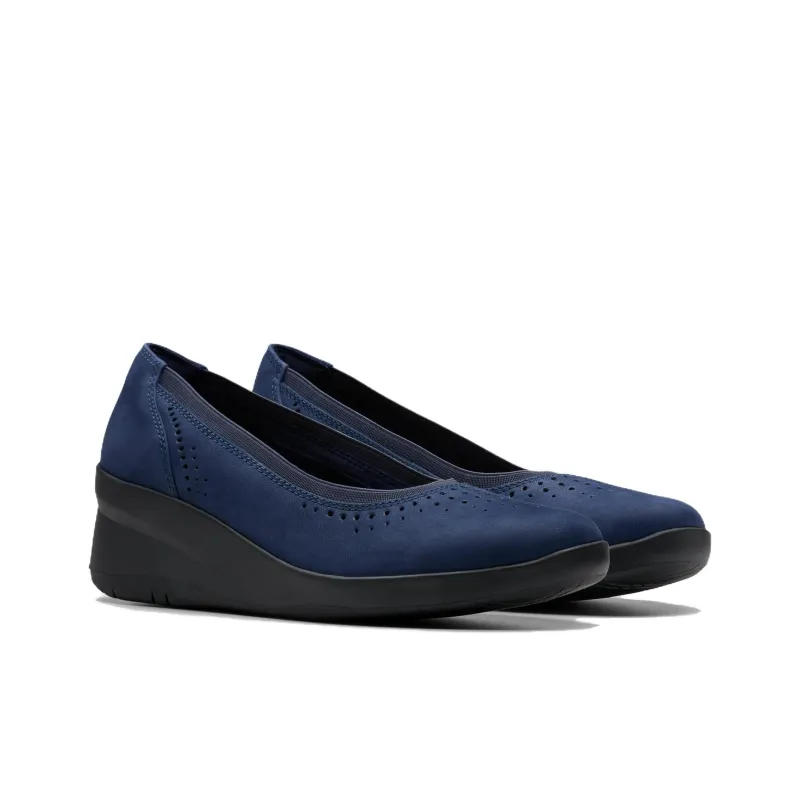 Clarks Suttyn Kaylie Wedge Heel High Heels 7cm Women's Marine Blue-2