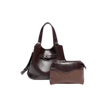 Mulinsen Polyurethane Portable Crossbody Bag Shoulder Bag Women's Coffee/Orange