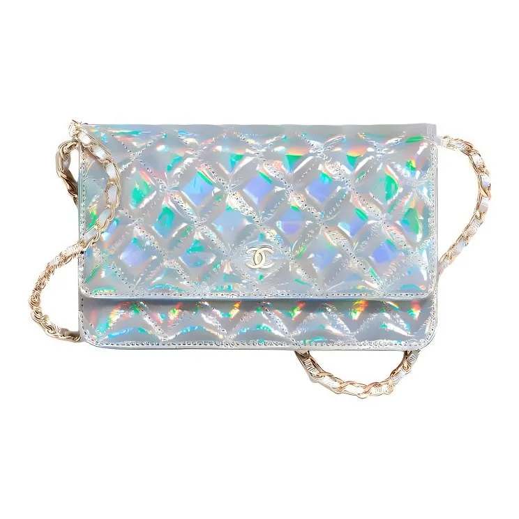 CHANEL WOC Lambskin Shoulder Bag, Crossbody Bag Women's Silver-0