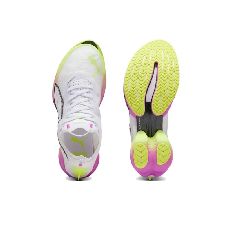 PUMA Fast R Nitro Elite 2 Slip Resistant Impact Resistant Lightweight Low Top Running Shoes Men's White Yellow-3