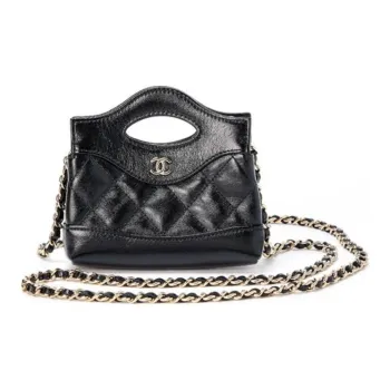 CHANEL Shiny Lambskin Handbag Shoulder Bag Crossbody Bag Extra Mini Women's Black