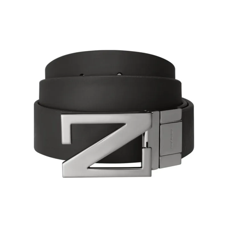 Zegna Cow Leather Belts Unisex Black Width 3.5CM-2
