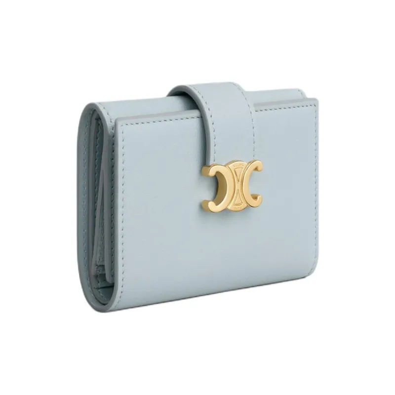 CELINE Calfskin Wallet Unisex Ice Blue-1