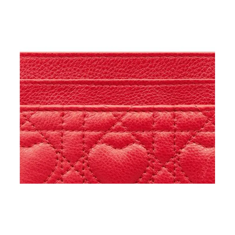 DIOR Caro Calfskin Card Holder Card Holder Women's Red-4