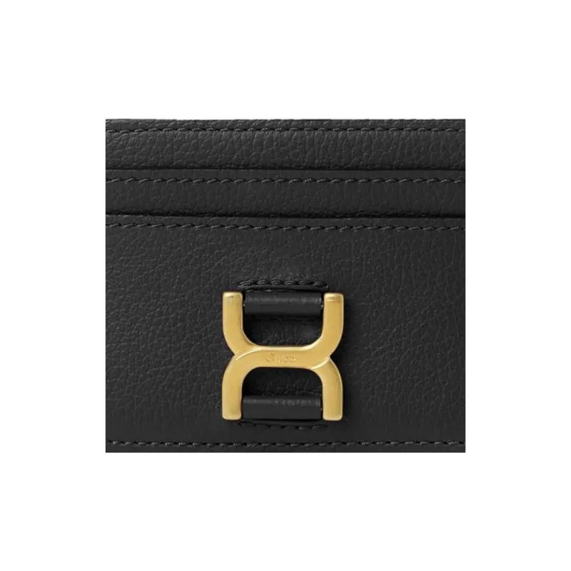 Chloe Marcie Grained Calfskin Card Holder Women's Black-4