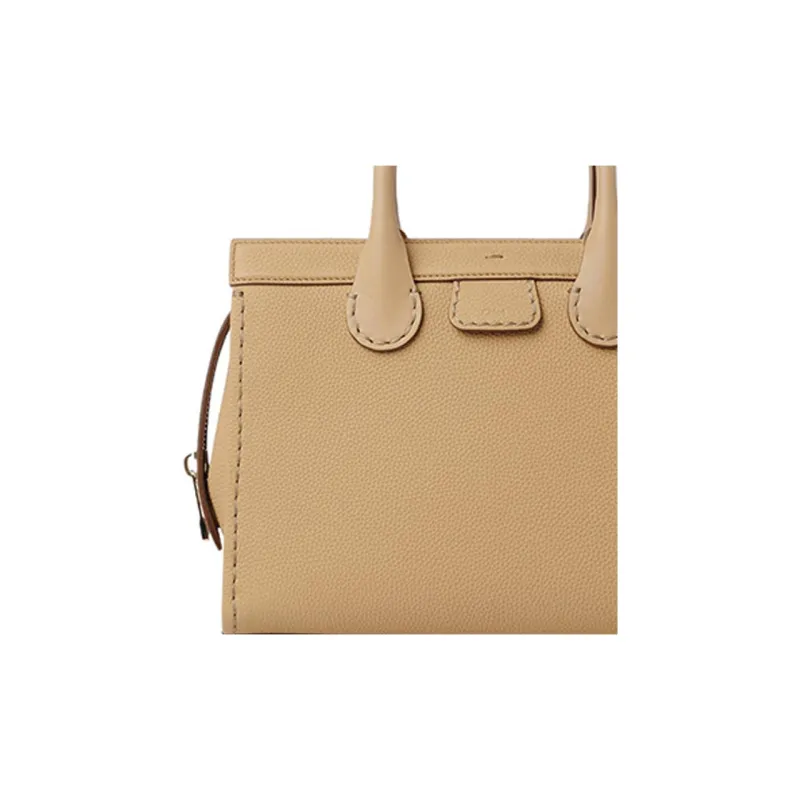Chloe Edith Calfskin Tote Bag, Shopping Bag, Shoulder Bag, Crossbody Bag, Handbag Medium Size Women's Brown-4