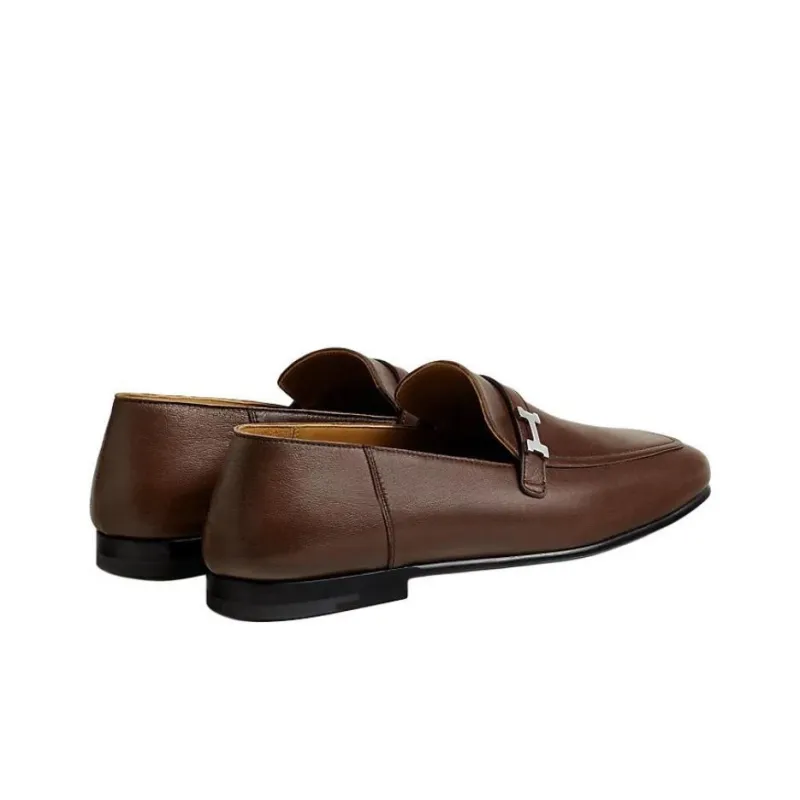 HERMES Giovanni Loafers Men's Brown-3