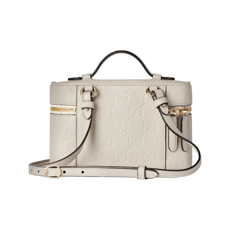 GUCCI GG Emblem Grained Leather Shoulder Bag Crossbody Bag Handbag Extra Mini Women's Ivory-3