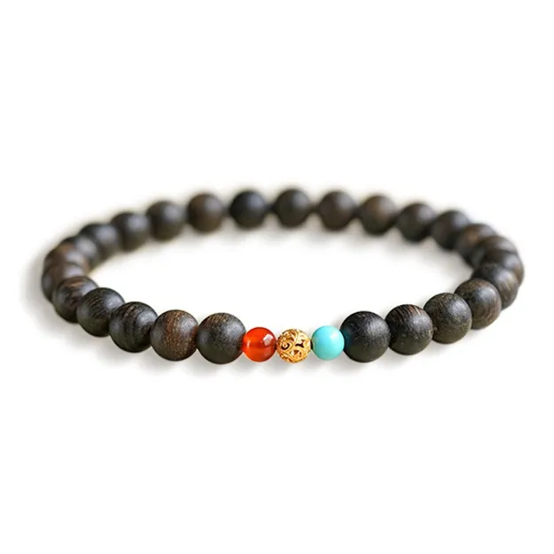 FANGYUANXIAOFU Fragrance Enhancer, Agarwood Single Wrap Plain Beaded Bracelet Women's-15