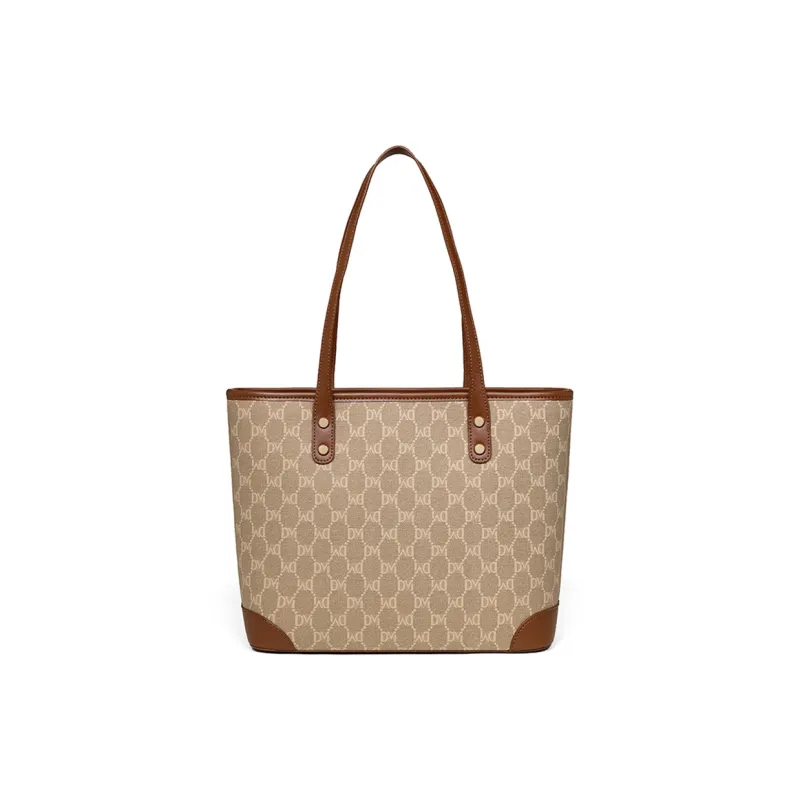 COMELY Synthetic Leather Tote Bag Shopping Bag Handbag Shoulder Bags Regular Women's Rock Brown-3