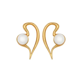 Oscar De La Renta Large Pearl Heart Earrings