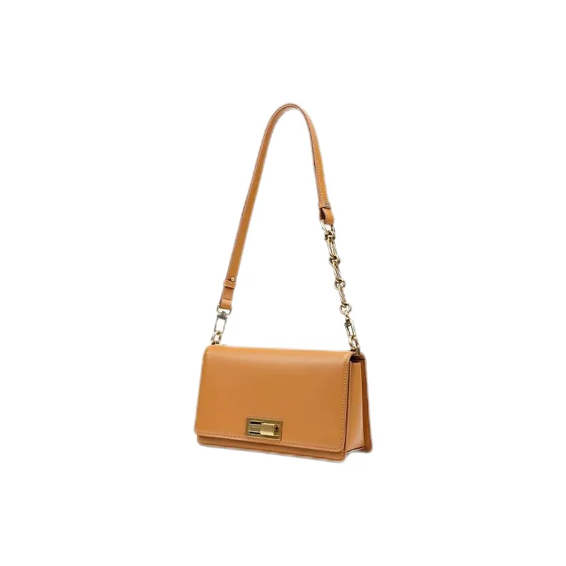 HONGU Split Cow Leather Bonded Synthetic Leather Small Square Bag Crossbody Bag Shoulder Bag Women's Brown-6