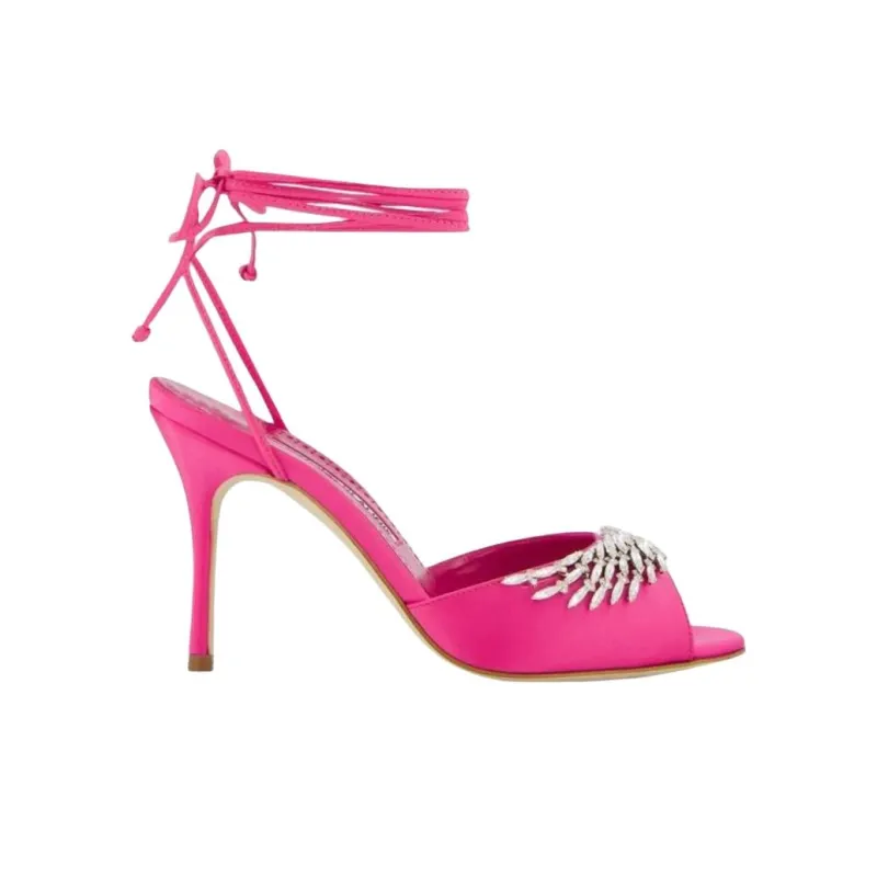 MANOLO BLAHNIK Plumena Strap Sandals 9cm Women's Pink-1