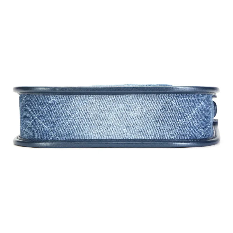 CHANEL Denim With Leather Crossbody Bag, Shoulder Bag Women's Blue-3
