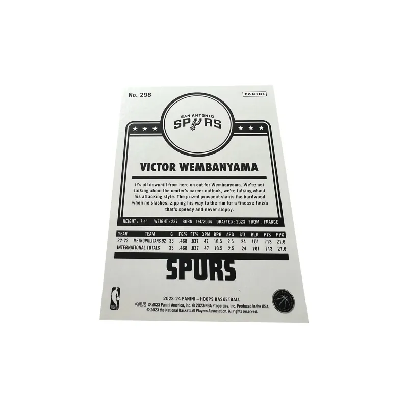 PANINI Spurs Wembanyama High End Customizable Hoops Player Card Rare Card Sports Cards 1 Piece-1