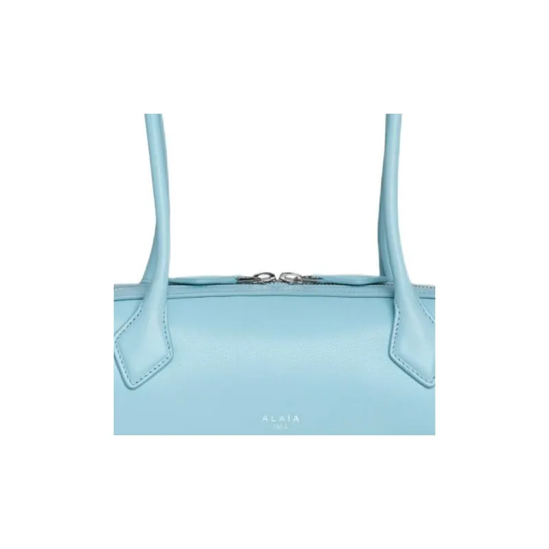 Alaia Calfskin Shoulder Bag, Dachshund Bag, Baguette Bag, Handbag, Shoulder Bag Small Size Women's Light Blue-3