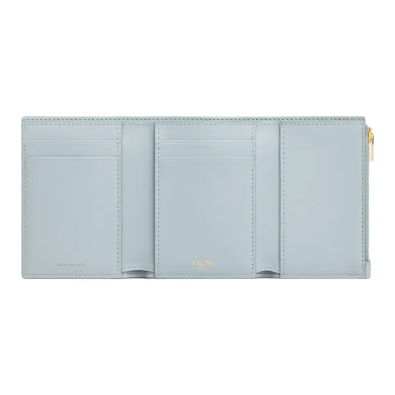 CELINE Calfskin Wallet Unisex Ice Blue-3