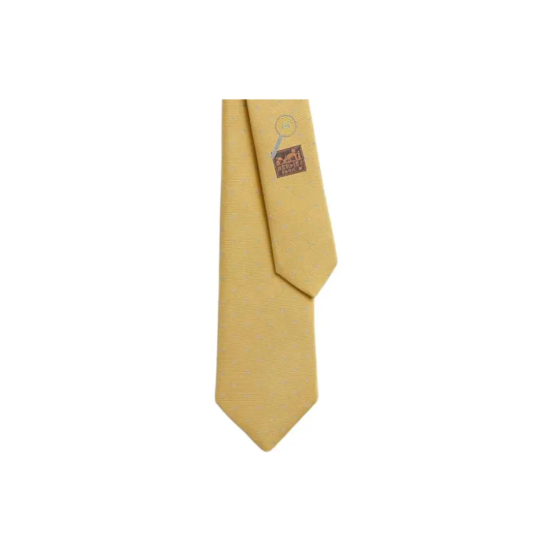 HERMES Silk, Mulberry Silk Ties Men's Yellow-1