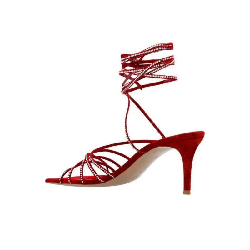 GIANVITO ROSSI One Strap Sandals 8cm Women's Red-3