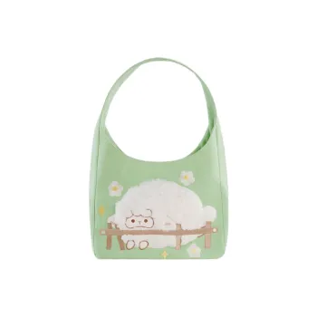 Holding Bamboo Canvas Shoulder Bag Regular Women's Green