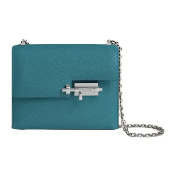 HERMES Verrou Mysore Goat Skin Shoulder Bag Mini Women's D2 NEW BLEU JEAN Denim Blue