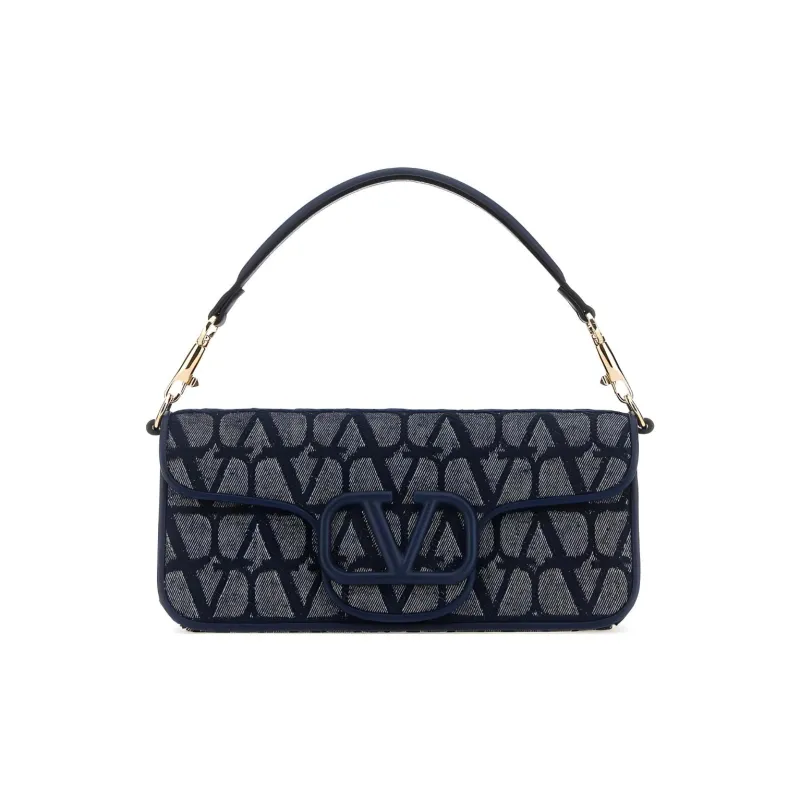 Valentino Vlogo Leather Shoulder Bag Crossbody Bag Handbag Women's Blue-0