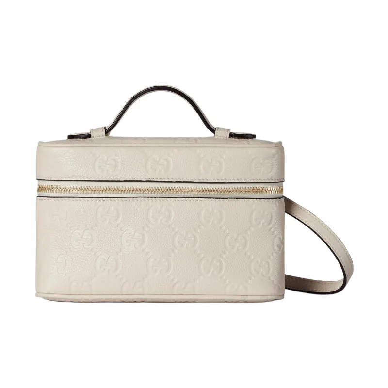 GUCCI GG Emblem Grained Leather Shoulder Bag Crossbody Bag Handbag Extra Mini Women's Ivory-0