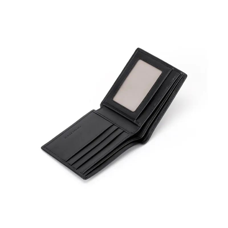 Simvay Clos Cow Leather Patchwork Synthetic Leather Wallet Men's Black-3