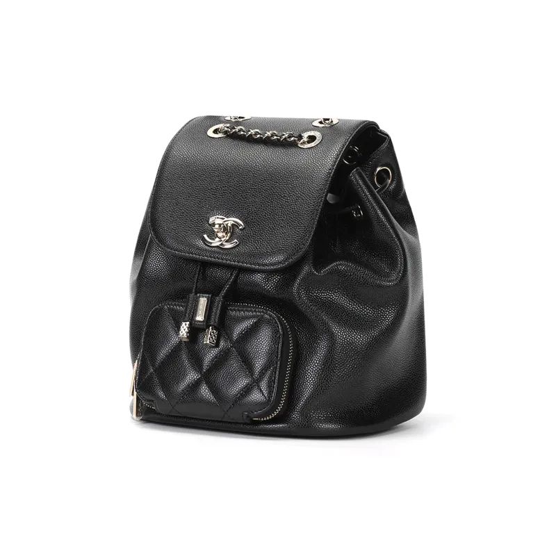 CHANEL Cow Leather Backpack Trumpets Women's Black-1