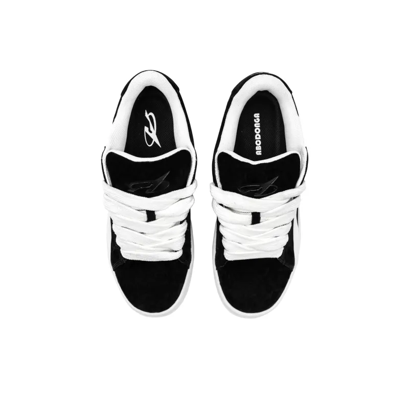 ABCDONGA Slip Resistant, Abrasion Resistant, Breathable Low Top Platform, Skateboard Shoes Unisex Black White-3