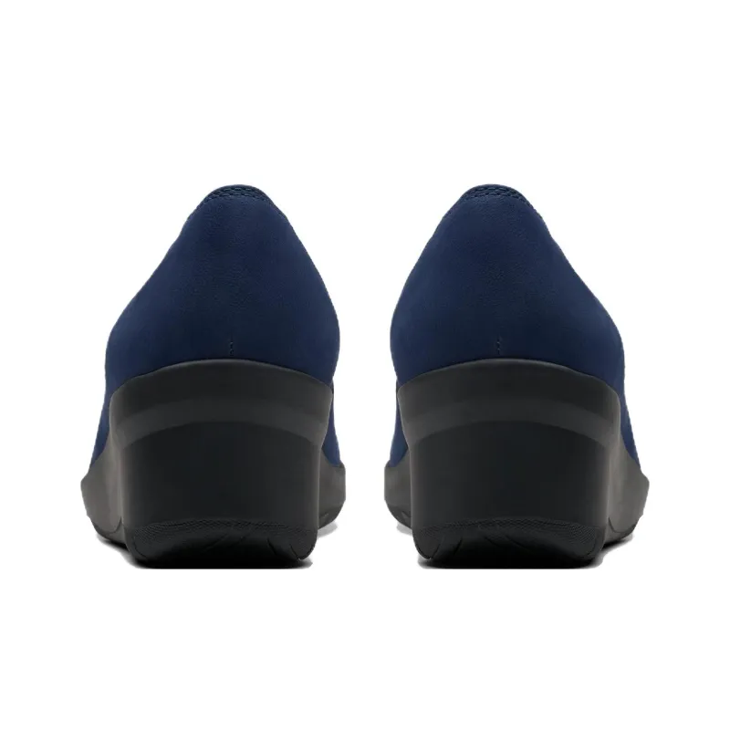 Clarks Suttyn Kaylie Wedge Heel High Heels 7cm Women's Marine Blue-4