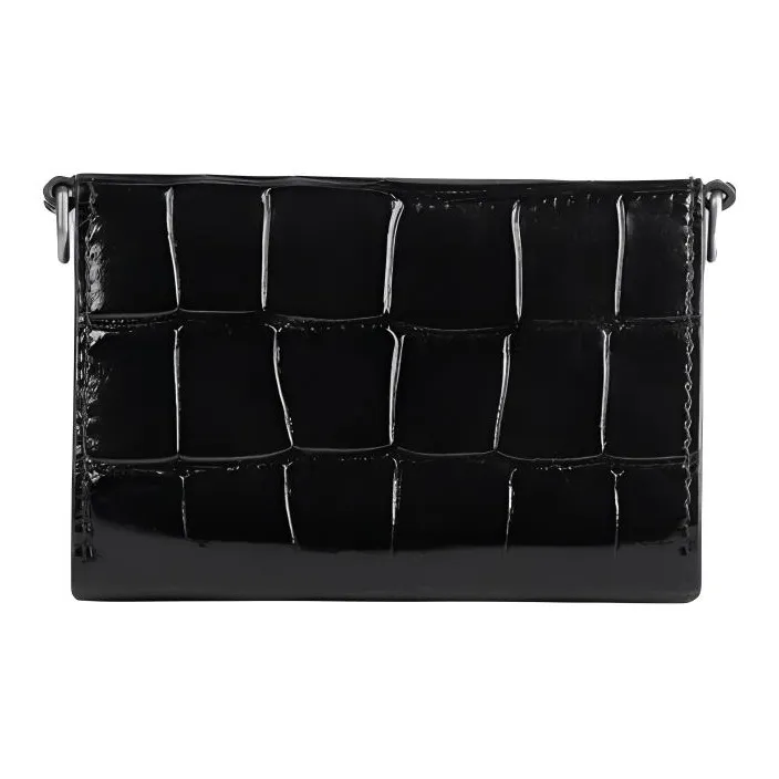 Balenciaga Hourglass Cow Leather Patchwork With Sheepskin Wallet Mini Women's Black-3