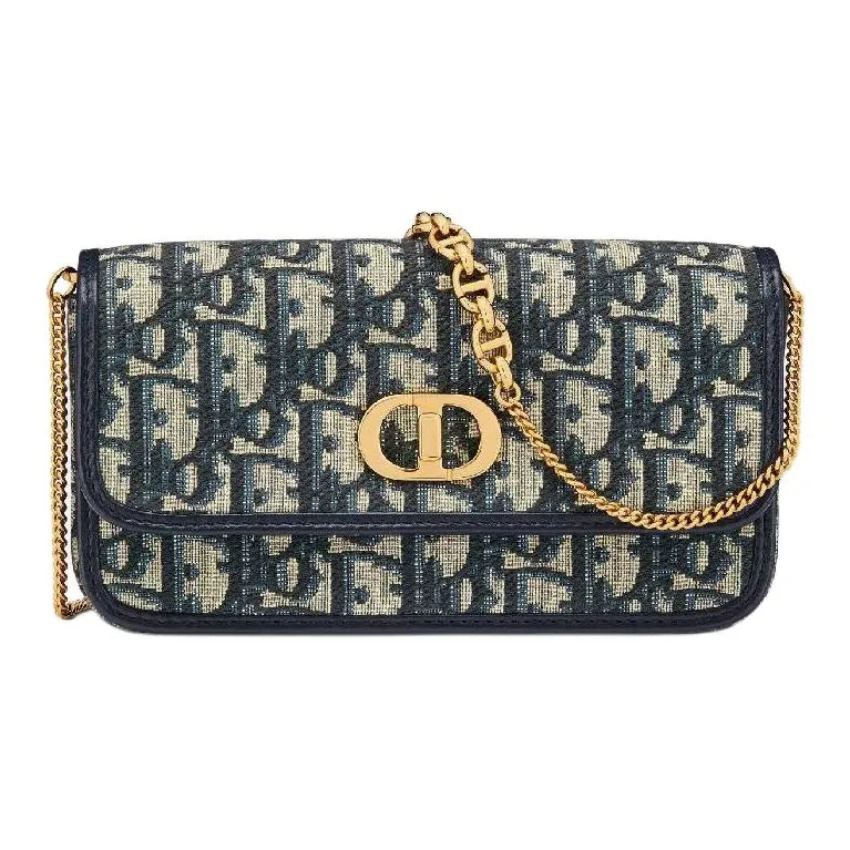 DIOR Miss Caro Cotton Shoulder Bag Trumpets Women's Blue-0