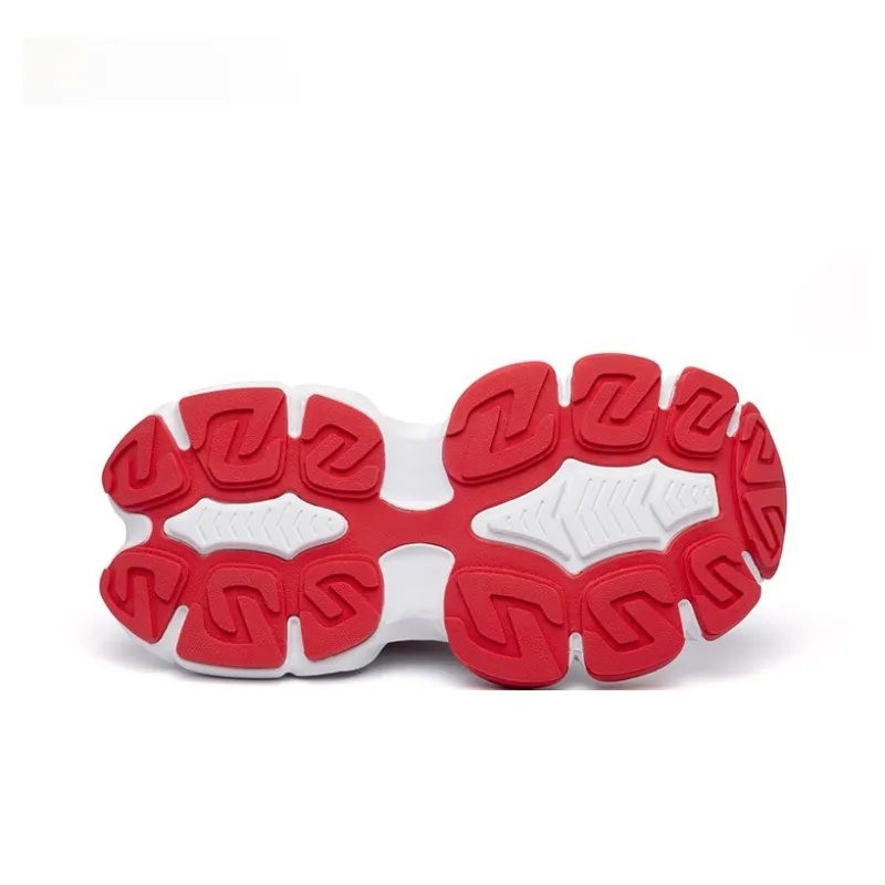 CN Skate Cushioning Anti Slip And Wear Resistant Low Top Chunky Sneakers Unisex White Red-4
