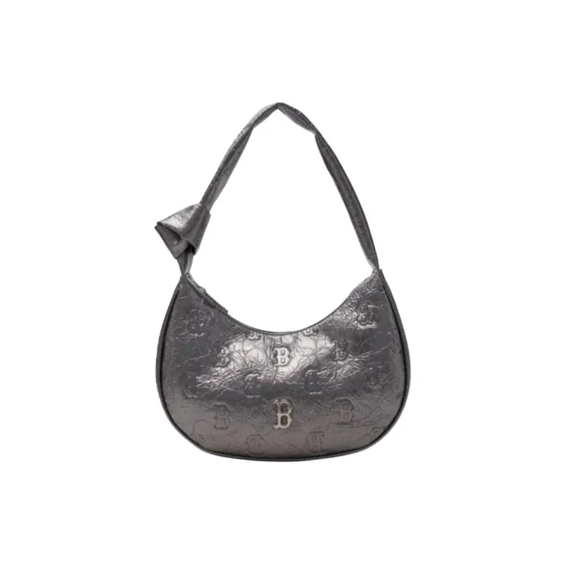 MLB Monogram Synthetic Leather HOBO Bag Shoulder Bag Women's Gray-0