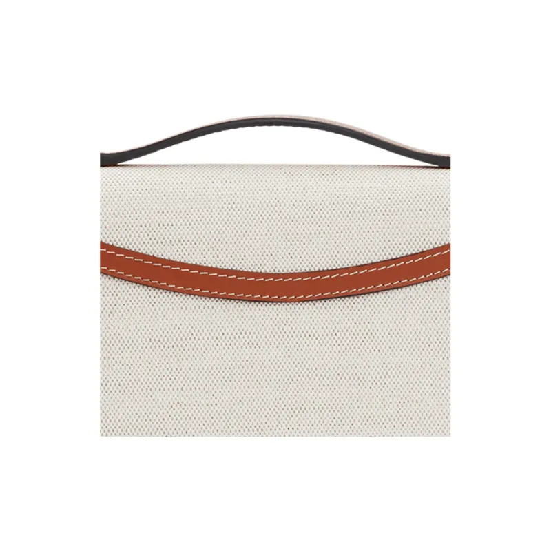 Moynat Canvas With Full Grain Cow Leather Portable One Shoulder Crossbody Clutches Women's Beige/Brown-4