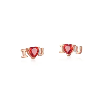 I Do S925 Silver Zircon Stud Earrings Heart Heart Shaped Confession Women's