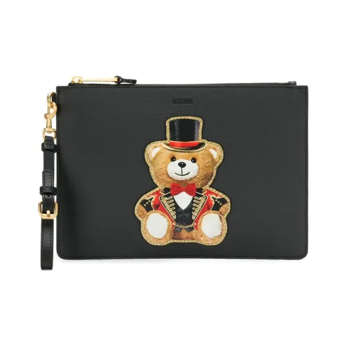 MOSCHINO Cow Leather Coin Purse, Clutch Women's Black