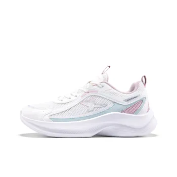 XTEP Abrasion Resistant Support Rebound Low Top Casual Running Shoes Women's White Green Pink