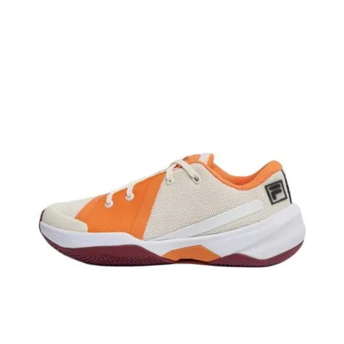 FILA Cushioned Slip-Resistant Low-Top Tennis Shoes Unisex White Orange